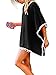 ReoRia Women's Beach Chiffon Pom Pom Trim Swimwear Cover Up