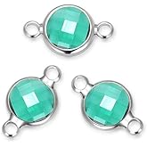 10pcs Adabele Grade A May Emerald Green Birthstone Connector Link 8mm (0.31 Inch) Silver Plated Round Austrian Crystal Bead for Jewelry Making CCP3-S5
