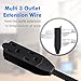 Maximm Cable 2 Ft 360° Rotating Flat Plug Extension Cord/Wire, 16/3 AWG Multi 3 Outlet 3-Prong Grounded Wire- Black - UL Certified