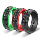 Fitcise Silicone Wedding Ring, 3D Carbon Fiber Texture Rubber Wedding Ring, 3 Pack in Gift Box Package (12)