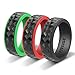 Fitcise Silicone Wedding Ring, 3D Carbon Fiber Texture Rubber Wedding Ring, 3 Pack in Gift Box Package