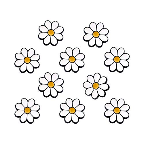 Joyci 10-Pack Women Brooch Lapel Pins Novelty Sunflower Daisy Safety Push Pin Buckle for Shirt Hat Cardigan Sweater Decorate Tie Tacks Pin Back Clutch (Daisy White)
