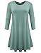BELAROI Women's Plus Size Dress Fall Casual Swing 3/4 Sleeve T Shirt Loose Tunic Dress (2X, Grayish Green)