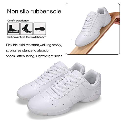 Smapavic Cheer Shoes Women White Cheerleading Dance Shoes Fashion Sneakers Tennis Athletic Sport Training Shoes for Gilrs White 9 B (M) US