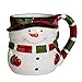 Transpac Imports, Inc. Friendly Snowman Striped Scarf 12 Ounce Ceramic Dolomite Christmas Coffee Mug, White