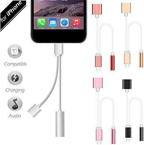 Voiks Audio Adapter Cable 2 in 1 for Lighting to 3.5mm Earphone Headphone Audio Jack for Iphone 7