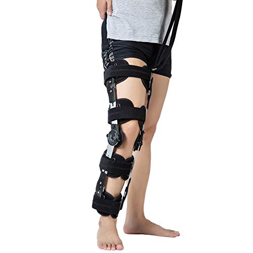 Hinged ROM Knee Brace with Strap, Adjustable Medical Orthopedic Support Stabilizer Knee Brace Post OP Recovery Immobilization Splint - Thumbnail 6