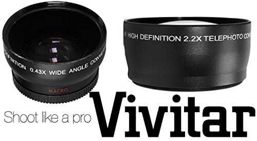 image for - Vivitar 2-Pc HD Telephoto & Wide Angle Lens For Canon Vixia HF R72 R