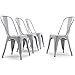 Belleze Set of (4) Vintage Style Dining Chairs Steel High Back Side (Silver)
