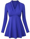 Laksmi Womens Cross V Neck Long Sleeve Ruched Tunic Top