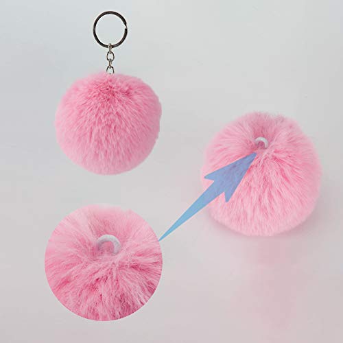 16 PCS Pom Poms Keychains Fluffy Faux Rabbit Fur Pompoms Balls for Girls Women (Mix Colors)