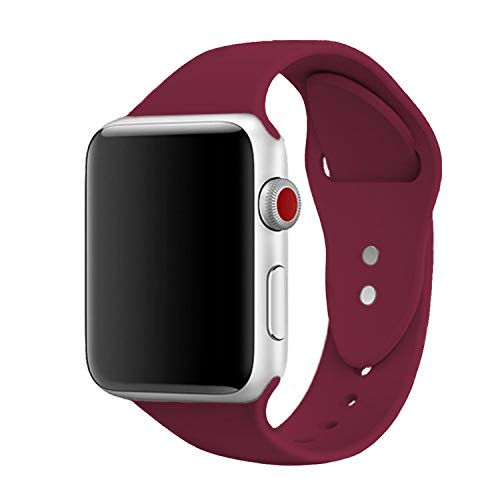 AdMaster Compatible for Silicone Apple Watch Band and Replacement for Sport iwatch Accessories Bands Series 3 2 1 Wine Red 42mm M/L