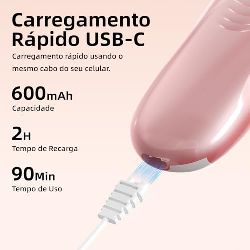 GOKOCO Aparelho Depilador Elétrico 3 em 1, 3 Cabeças Substituíveis, Recarregável, Uso Sem Dor para Pernas, Axilas, Corpo Inteiro, Viagem, GF1079, Rosa