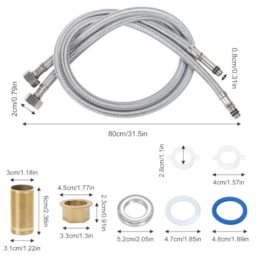 Minnhua Grifo Lavabo/Cocina 360°Giratorio Acero Inoxidable 304 Cromado | Mezclador Monomando de Baño Alto Grifo de Baño con Altura 175MM Agua Fria y Caliente con 60CM Manguera para Lavabo Cocina