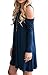 QIXING Women's Off The Shoulder Summer Swing Tank Sundress Navy Blue-XL