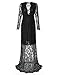 Saslax Maternity Sexy Deep V-Neck Long Sleeve Lace See-through Maxi Dress For Beach,With Linning Black,Large