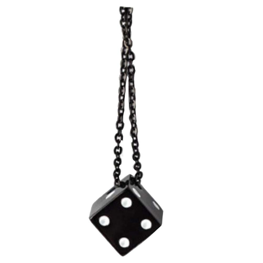 PAURO Stainless Steel Vintage Dice Mens Pendant with Chain Punk Biker Necklace for Lucky Wedding Black