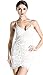 Miss ord Women's Bra Sleeveless Strappy Mini Dress with Lace Beige Small