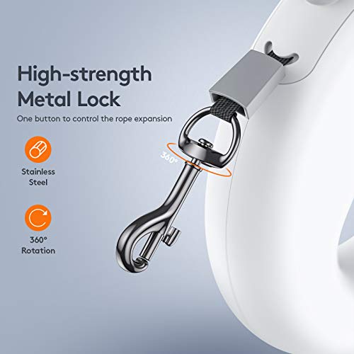 Saike Heavy Duty Retractable Dog Leashes with Flashlight, 360° Tangle Free Dog Walking Leash with Anti-Slip Handle, One-Hand Brake Pet Leash for Puppy Small Medium Large Dogs