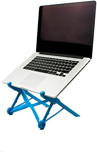 NOMAS Blue Portable Laptop Stand built with Nylon Fiberglass for Travel | Durable, Lightweight &amp; Foldable Design | Adjustable Height For MacBook, Laptops, Desktop Use, Business, Travelers, DJs