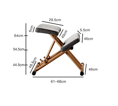 Mobile Kneeling Posture Chair Wooden Ergonomic Kneeling Chair Office with Orthopedic Back Pain Seat Adjustable Stool Thick Comfortable Cushions Gray - Thumbnail 2