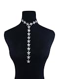 SUNSCSC Boho Punk Stars Crystal Rhinestone Golden Silver Chain Choker Necklace for Women Girl (Y Stars Silver 609)