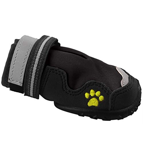 Petacc Dog Boots Waterproof Dog Shoes Pet Rain Boots Outdoor Shoes with Rugged Anti-Slip Sole, 4Pcs (Black, Size 6)
