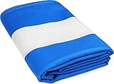 Microfiber Beach & Pool Blanket - 70 x 35 Inch - Blue Cabana Stripe - Lightweight Beach Blanket - Extra Large - by Utopia Bedding