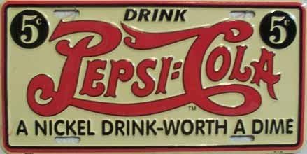 Pepsi Cola Retro 5c License Plate