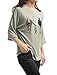 Allegra K Women's Christmas Drop Shoulder 3/4 Sleeves Horse Print Loose Top Large Gray