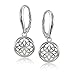 Sterling Silver High Polished Filigree Round Dangle Leverback Earrings