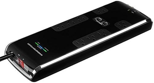 Monster Power - Black Platinum 800-8 Surge outlets, Dual USB Connectors, 2700 Joules, with Ethernet Over Powerline Adapter, Fire Proof Technology