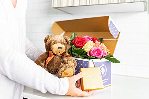 3 Flowers+Dozen+Rainbow+Roses+Godiva