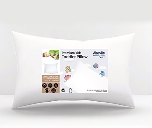Soft Hypoallergenic Breathable Toddler Pillow - ALASVILLE Antibacterial &amp; Anti-mite Pillows for Kids, Premium Polyester Filled &amp; Covered with 100% Cotton Fabric, Come with Palace White Pillowcase