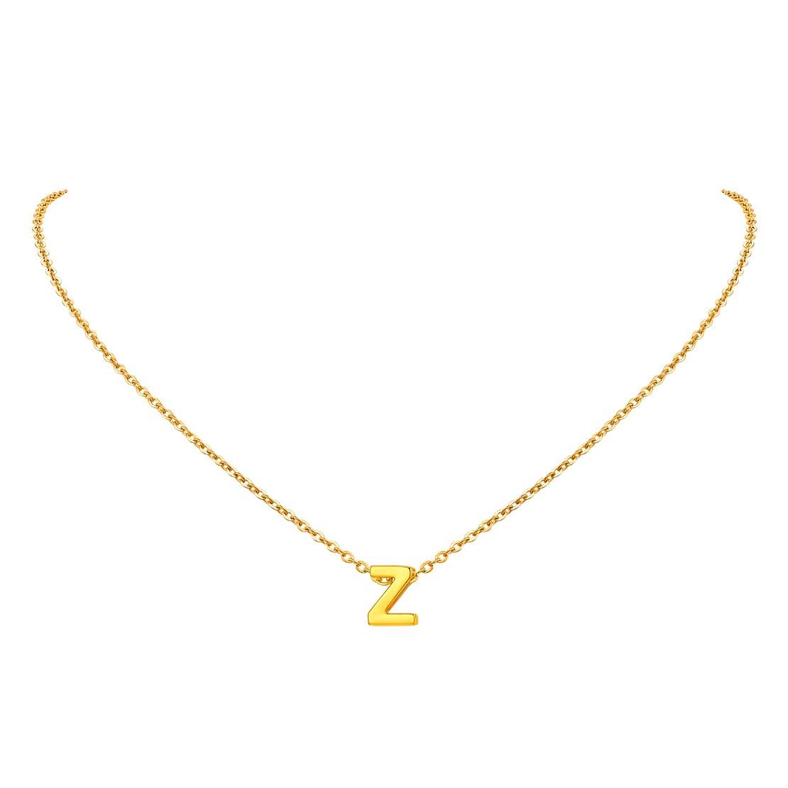 FindChic Initial Necklace for Women Letter Z Pendant Alphabet Gold Letter Choker Necklaces with Stainless Steel Chain 16+2 Inch Extender Chains Women Jewellery Gift