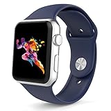 Apple Watch Band 42mm, Covery Soft Silicone iWatch Sport Band for Apple Watch Series 2 Series 1 42mm All Models M/L Size (Midnight Blue)