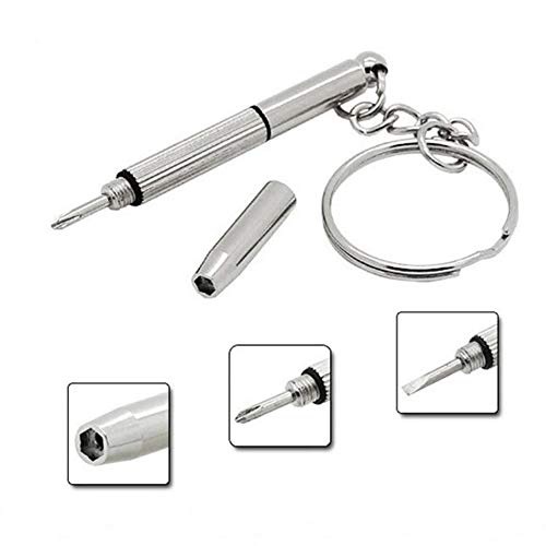 Screwdriver Set,Screwdriver Bit Set,dezirZJjx 3in1 Mini Sunglasses Eyeglass Phone Watch Repair Keychain Screwdriver Kit Tool - Silver