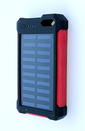 Portable Solar Power Bank Charger, COVERSUIT 30000mAh Dual USB Solar Battery Charger With LED Flashlight Outdoor For iPhone iPad Samsung (Power Bank With 12 X LED Lights, RED)