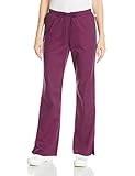 Cherokee Women's WW Flex Mid-Rise Moderate Flare Drawstring Scrub Pant, Wine, Large