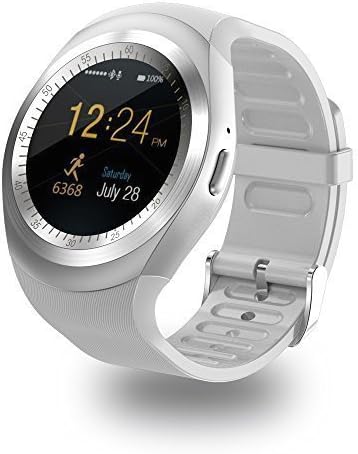 Bluetooth smart watch Zkcreation smart watch, classic IPS round touch screen waterproof smartphone with SIM card, fitness tracker, pedometer compatible with Android phone and IOS (White)