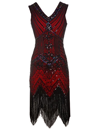 Fairy Couple 1920s Flapper Double V Neck Sequined Rhinestone Embellished |  Desertcart Brunei
