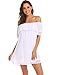 Women's Off Shoulder Chiffon Ruffles Shift Loose Mini Dress