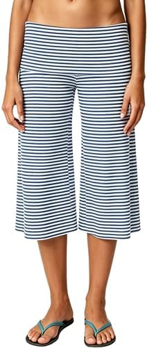 HEYHUN Women's Solid Wide Leg Flared Capri Boho Gaucho Pants