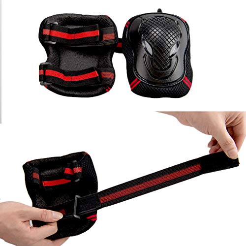 Huangou BMX Bike Knee Pads and Elbow Pads Wrist Guards Sports Protective Gear Safety Pad Safeguard Protective Gear Set for Biking, Riding, Cycling and Multi Sports Safety - Ship from US (S, Red)