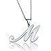 FUNRUN JEWELRY Womens Mens Stainless Steel Initial Letter Pendant Necklace,Letter M