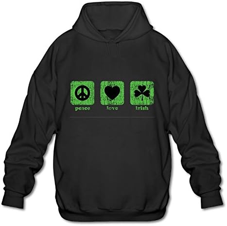 Httylo Hoodies Peace Love Irish Man's 100% Cotton Hoodies Graphic Hooded Sweatshirt