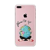 iPhone 7 Case, Axiba Girl Printed Transparent TPU Carring Case Cover for iPhone 7 Regular 4.7 Inch Version (Style J)