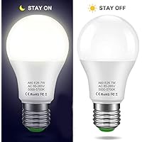 LEDERA Dusk to Dawn Light Bulb, E26 Sensor Lights Bulb, A19 7W Automatic LED Bulbs Indoor/Outdoor Lighting Bulb for Porch Front Door Garage Basement (5000k Daylight White, 2 Pack)