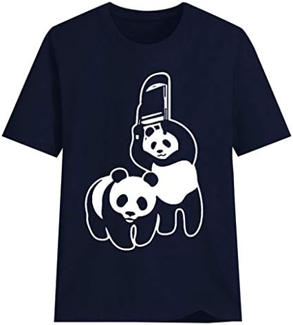 Plus Size Shirt for Women Fashion Casual O-Neck Tee Top Print Cute Panda Short Sleeve T-Shirt Top Blouse Activewear