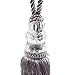 Kisstaker 1 Pair Crystal Beaded Tassels Tieback Curtain Cord Home Textiles Window Treatments Silver